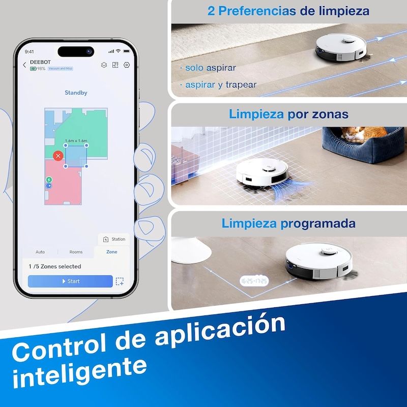 Robot Aspirador y Fregasuelos con Autovaciado ECOVACS DEEBOT N20 Plus 8000Pa - Imagen 5