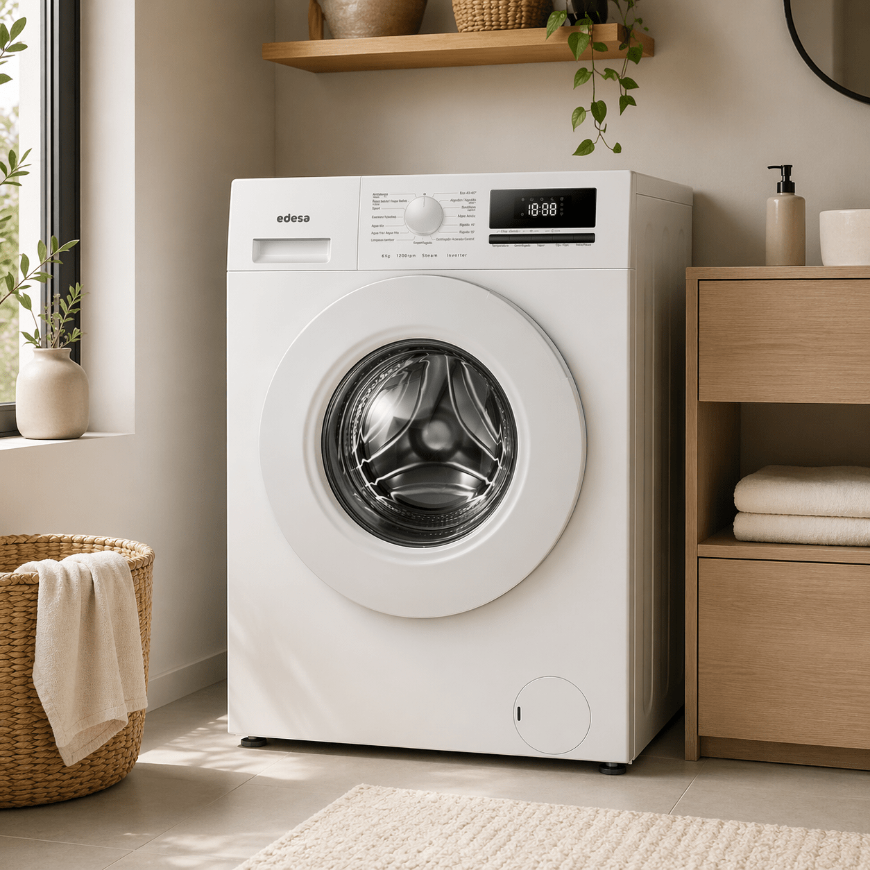 Lavadora carga frontal 6kg Edesa EWF-6200WH 1200 RPM Clase A - Imagen 5