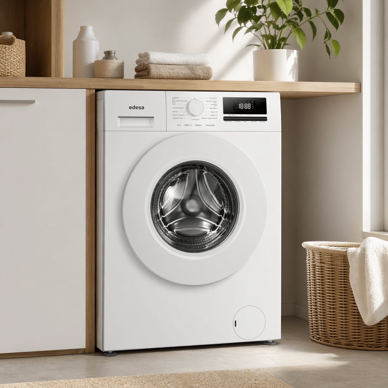 Lavadora carga frontal 6kg Edesa EWF-6200WH 1200 RPM Clase A - Imagen 3