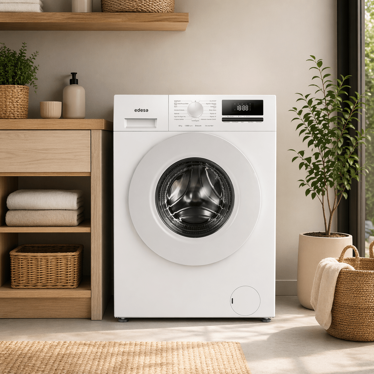 Lavadora carga frontal 6kg Edesa EWF-6200WH 1200 RPM Clase A - Imagen 2